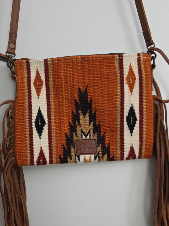 American Darling Handbags - American Darling Fringed Southwestern Crossbody Bag in Rust